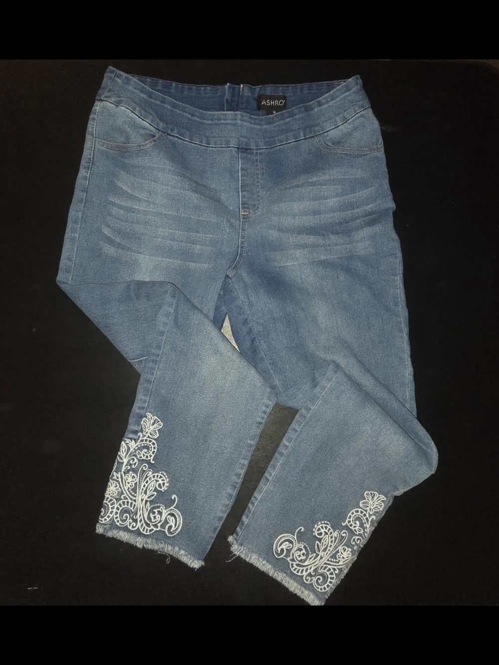 ASHRO Blue Embroidered Crop Women’s Jeans